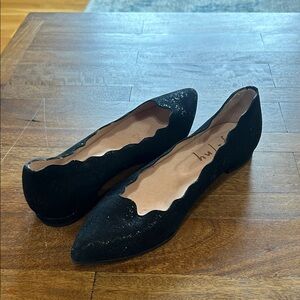 French Sole Black Suede Ballet Flats size 8